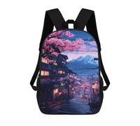 sinyumoney Japanese Street Sakura Mochila Escolar Infantil Impresa En 3D 17inch Mochilas Escolares Para Niños, Estilo Casual Y Moderno, Mochilas De Viaje De Alta Capacidad