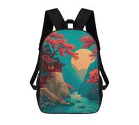 sinyumoney Japanese Temple with Cherry Blossoms Mochila Escolar Infantil De 17 Pulgadas Con Estampado 3D De Películas De Anime Para Niños, Mochila De Viaje, Mochila Escolar Infantil