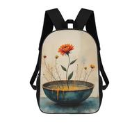 sinyumoney Japanese Wabi Sabi Flowers in A Bowl Mochila Escolar Infantil De 17 Pulgadas, Impresa En 3D, Estilo Casual, Para Niños, Ideal Para Viajes, Como Mochila Escolar O Para Llevar Libros.