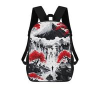 sinyumoney Japanese Waterfall Ink Mochilas Para Niños Mochila Escolar De Moda Mochila Escolar Impresa En 3D Para Niños Estudiantes De Primaria Y Secundaria 17inch