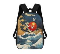 sinyumoney Japanese Wave Art Print Mochila Escolar Impresa En 3D 17inch Mochilas De Moda Para Niños, Mochilas Escolares Para Niños De Primaria Y Secundaria