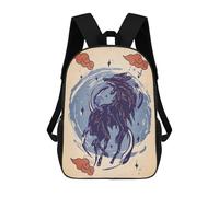 sinyumoney Japanese Wolf Mochila Escolar Para Niños De 17 Pulgadas, Mochila Informal De Viaje Para Niños Y Niñas, Mochila De Gran Capacidad Para El Día A Día 17inch