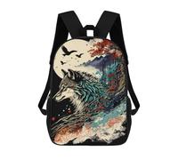 sinyumoney Japanese Wolf Mochila Infantil, Mochila Escolar Para Niños, Mochila Escolar Infantil Con Estampado 3D De Dibujos Animados, Mochila De Gran Capacidad Para Niños Y Niñas 17inch