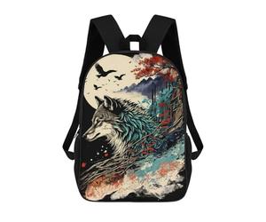 sinyumoney Japanese Wolf Mochila Infantil, Mochila Escolar Para Niños, Mochila Escolar Infantil Con Estampado 3D De Dibujos Animados, Mochila De Gran Capacidad Para Niños Y Niñas 17inch