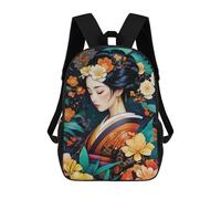 sinyumoney Japanese Woman in Floral Kimono Mochila Escolar Infantil Impresa En 3D Para Niños, Mochila De Viaje De Alta Capacidad, Bolsas Para Libros, Mochila Escolar Infantil 17inch