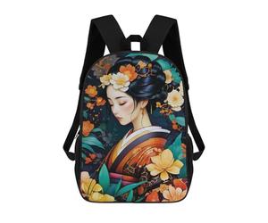 sinyumoney Japanese Woman in Floral Kimono Mochila Escolar Mochilas Escolares Para Niñas Y Niños Mochila Con Bolsillo Mochila Escolar De Moda Para Niños 17inch