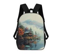 sinyumoney Japanese Zen Lake House Mochila Escolar Infantil Impresa En 3D 17inch Mochilas De Moda Para Niños De Primaria Y Secundaria