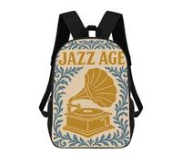 sinyumoney Jazz Age Gramophone Art Mochila Escolar Grande Resistente Al Agua Para Portátil Para La Escuela/trabajo/viajes 17inch