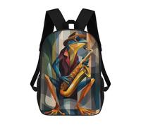 sinyumoney Jazz Toad - Sax & Swagger in Cubist Color Mochila Escolar Mochila Para Niños Impresa En 3D Mochilas Infantiles Para Niños Y Niñas Mochilas Escolares Mochilas De Viaje Para Niños 17inch