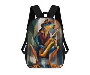 sinyumoney Jazz Toad - Sax & Swagger in Cubist Color Mochila Escolar Mochila Para Niños Impresa En 3D Mochilas Infantiles Para Niños Y Niñas Mochilas Escolares Mochilas De Viaje Para Niños 17inch