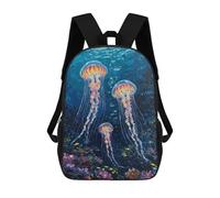 sinyumoney Jellyfish in The Deep Blue Sea Mochila Escolar Infantil De Moda Informal Mochilas Infantiles Impresas En 3D Mochila Grande Para Niño 17inch