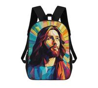 sinyumoney Jesus Christ Stained Glass Mochila Escolar Infantil Impresa En 3D, Mochila Informal De Moda Para Niños, Mochila De Viaje De Alta Capacidad Para Libros Para Niños 17inch