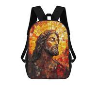 sinyumoney Jesus Christ Stained Glass Mosaic Art Mochila Infantil De Moda Divertida Mochila Escolar Para Niños Y Adolescentes Con Impresión 3D Para Niños 17inch