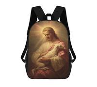 sinyumoney Jesus Christ with Lamb Mochilas Para Niños 17inch Mochila Escolar Mochila Escolar Impresa En 3D Para Niños De Primaria Y Secundaria