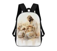 sinyumoney Jesus Feeding Children Mochila Escolar Para Niños De 17 Pulgadas, Mochila Informal De Viaje Para Niños Y Niñas, Mochila De Gran Capacidad Para El Día A Día 17inch