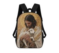sinyumoney Jesus with Lamb Mochila Escolar De Moda Para Estudiantes, Adecuada Para Niños Y Niñas, Mochila Informal Para Viajes Al Aire Libre, Esencial Para El Día A Día 17inch
