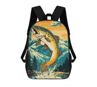 sinyumoney Jumping Trout Mountain Sunset Mochila Infantil, Mochila Escolar Impresa En 3D, Mochila Para Niños Y Niñas, Mochila Escolar Ajustable Para La Escuela Primaria 17inch