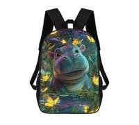 sinyumoney Jungle Hippo with Butterflies Mochila Escolar Ligera E Informal Para Adolescentes, Niños, Mujeres Y Hombres 17inch