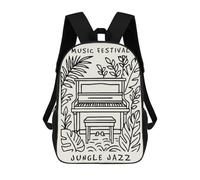 sinyumoney Jungle Jazz Music Festival Poster Mochila Escolar Mochila De Día Mochila De Negocios Mochila Impermeable Para Libros Para Niños/Niñas/Adolescentes 17inch