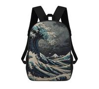 sinyumoney Kanagawa Great Wave Mochila Escolar Para Niñas Mochila Impermeable Mochila Informal De Día Mochila Ligera Para Niño Y Niña Mochila Escolar 17inch