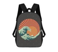 sinyumoney Kanagawa Wave Japanese Mochila Escolar Infantil Impresa En 3D Para Niños, Mochilas De Viaje, Bolsas Para Libros Para Niños Estudiantes De Primaria 17inch