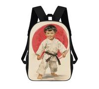sinyumoney Karate Boy Mochila Escolar Infantil De 17 Pulgadas, Mochila Escolar Impresa En 3D Para Niños De Primaria Y Secundaria