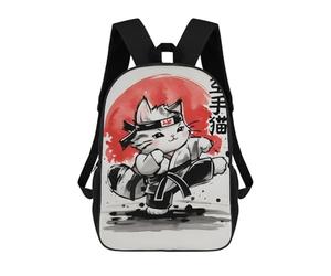 sinyumoney Karate Cat Mochila Escolar Mochila Para Niñas Y Niños Mochilas De Gran Capacidad Mochilas Ligeras Para Niños Y Estudiantes 17inch