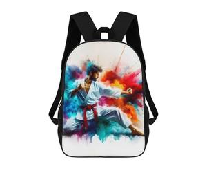 sinyumoney Karate Fighter in Color Burst Mochila Escolar Impresa En 3D 17inch Mochila Escolar Infantil Mochilas De Viaje Mochila Informal De Moda Para Niños Y Estudiantes