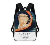 sinyumoney Katsushika Hokusai Skull Print Mochila Infantil Escolar Para Niños Con Estampado 3D De Dibujos Animados, Mochila Escolar Para Estudiantes, Mochila Para Portátil Para Niños Y Niñas 17inch