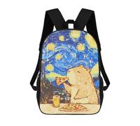 sinyumoney Kawaii Capybara Eating Pizza Mochila, Mochila Infantil, Mochila Escolar Para Estudiantes, Mochila Para Libros, Mochila Escolar Impresa En 3D Para Niños Y Niñas 17inch
