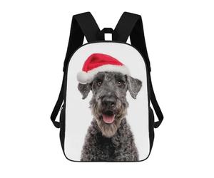 sinyumoney Kerry Blue Terrier Dog with Santa Hat on White Mochila Escolar, Mochila Informal, Mochila De Día, Mochila Escolar, De Trabajo, De Viaje Para Niñas, Adolescentes 17inch