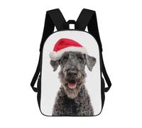 sinyumoney Kerry Blue Terrier Dog with Santa Hat on White Mochila Escolar Para Niños Mochila Escolar Impresa En 3D Mochila Escolar De Moda Para Niños De Primaria Y Secundaria 17inch