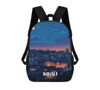sinyumoney Kigali Rwanda Cityscape at Night Mochila Escolar Para Niños Mochila Escolar Impresa En 3D Mochila Escolar De Moda Para Niños De Primaria Y Secundaria 17inch