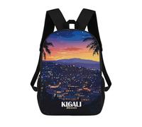 sinyumoney Kigali, Rwanda Cityscape at Night Mochilas Para Niños Mochila Escolar Mochila Escolar Impresa En 3D Para Niños Estudiantes De Primaria Y Secundaria 17inch