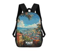 sinyumoney Kigali, Rwanda Cityscape Illustration Mochila Escolar Para Niños Y Niñas, Mochila Informal De Viaje, Mochila De Gran Capacidad Para El Día A Día 17inch