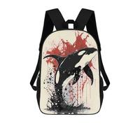 sinyumoney Killer Whale Ink Painting Mochilas Para Niños Mochila Escolar Mochila Escolar Impresa En 3D Para Niños Estudiantes De Primaria Y Secundaria 17inch