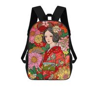 sinyumoney Kimono Flowers Asian Art Mochila Escolar Impresa En 3D Mochila Escolar De Moda Para Niños Mochilas Para Niños Estudiantes De Secundaria 17inch