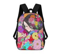 sinyumoney Kimono Ukiyoe Japanese Art Mochila Escolar Impresa En 3D Para Niños, Mochila Escolar Informal De Moda Para Viajes Para Niños Y Estudiantes 17inch
