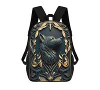 sinyumoney King Black Gold Wolf Mochila Escolar Infantil De 17 Pulgadas, Mochila Escolar Impresa En 3D Para Niños De Primaria Y Secundaria
