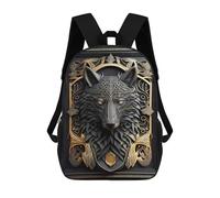 sinyumoney King Black Wolf Art Deco Mochila Escolar, Bolso De Negocios, Bolso Para Portátil Resistente Para Niños/niñas/adolescentes 17inch