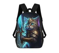 sinyumoney King Cat with Sword Mochilas Para Niños Mochila Escolar Mochila Escolar Impresa En 3D Para Niños Estudiantes De Primaria Y Secundaria 17inch