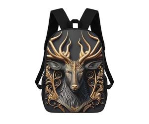 sinyumoney King Deer Golden Art Deco Mochila Impermeable Para Ordenador Portátil Para Campus, Actividades Al Aire Libre, Viajes Y Deportes 17inch