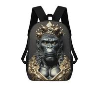 sinyumoney King of The Apes Golden Majesty Mochila Infantil, Mochila Escolar Infantil, Mochilas Escolares Impresas En 3D Para Niños Y Estudiantes Adolescentes 17inch