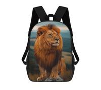 sinyumoney King of The Jungle Lion Mochila Escolar De 17 Pulgadas Para Adolescentes, Con Estampado 3D, Ajustable Y Con Bolsillos, Ideal Para Niños, Niñas Y Estudiantes.