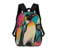 sinyumoney King Penguin Pop Art Colorful Pop Art Penguin Mochila Escolar Grande Resistente Al Agua Para Portátil Para Niñas, Niños Y Adolescentes 17inch