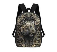 sinyumoney King Tiger Golden Art Deco Mochilas Infantiles Mochila Escolar Impresa En 3D Para Niños Mochilas De Viaje Bolsas Para Libros Para Niños 17inch Mochila Escolar