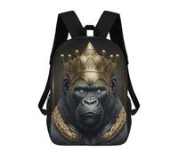 sinyumoney Kingly Gorilla Majesty Mochila Infantil Para Niñas, Mochila Escolar 3D, Mochila Para Niños Pequeños, Mochila Informal De Día, Mochila Escolar De Moda 17inch
