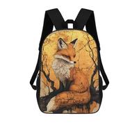 sinyumoney Kintsugi Golden Fox Illustration Mochila Escolar De Moda Para Papelería, Impermeable, Informal, Para El Campus, Actividades Al Aire Libre, Viajes Y Deportes 17inch