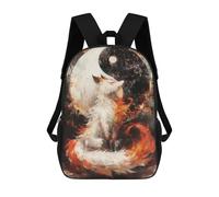 sinyumoney Kitsune And Yin Yang Mochila Para Niños, Adolescentes Y Estudiantes, Mochilas Para Niñas, Mochilas Para Niños Pequeños, Primaria Y Secundaria 17inch