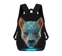 sinyumoney Kitsune Fox Mask Mochila Escolar Grande, Ligera E Informal: Perfecta Para Viajes, Trabajo Y Uso Diario 17inch